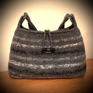 Striped Wool Felted Shoulder Bag
